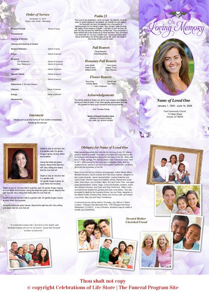 Amethyst Trifold Funeral Brochure Template.