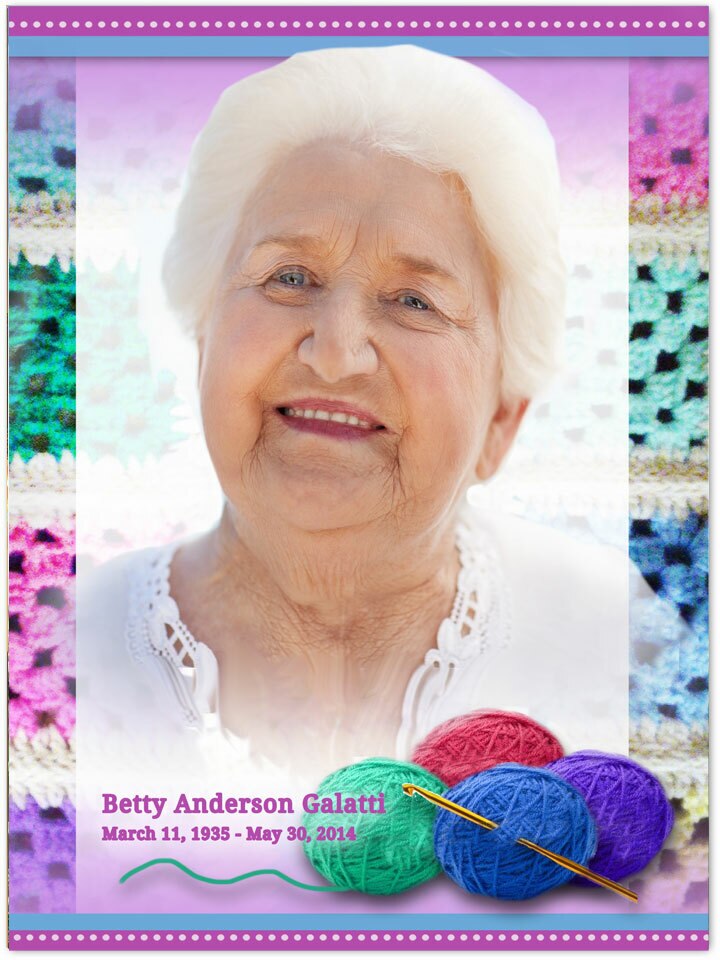 Crochet Funeral Memorial Poster Portrait.