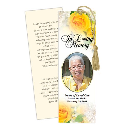 Joyful Memorial Bookmark Template.