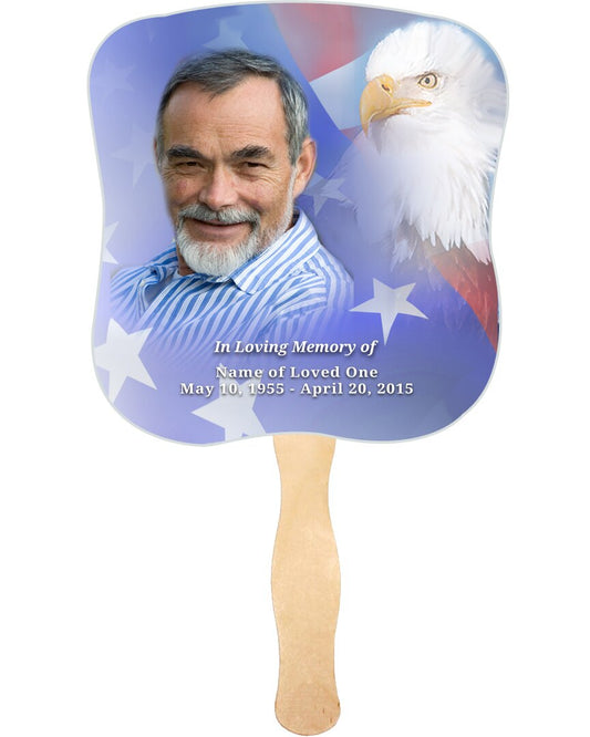 Patriotic Cardstock Memorial Fan With Wooden Handle (Pack of 10).