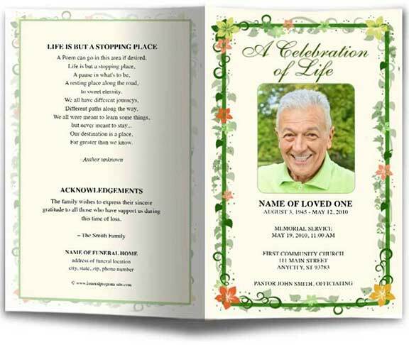 Vines Funeral Program Template.