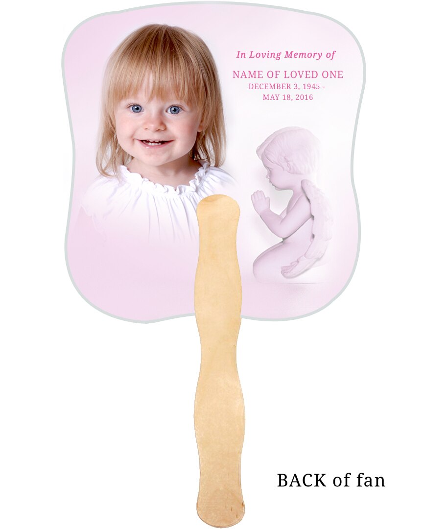 Angela Cardstock Memorial Fan With Wooden Handle (Pack of 10).