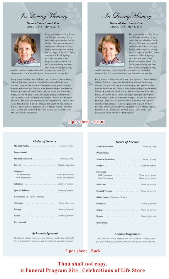 Dove Funeral Flyer Template.