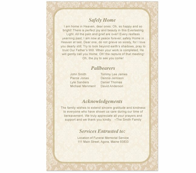 Alexandria 4-Sided Graduated Funeral Program Template.