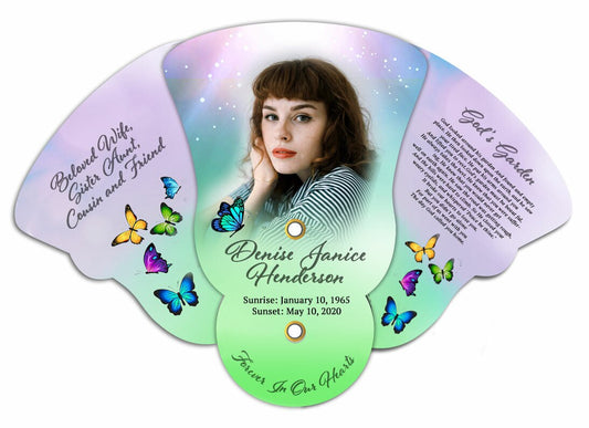 Butterflies Memorial Custom Folding Hand Held Fan (Pack of 10).