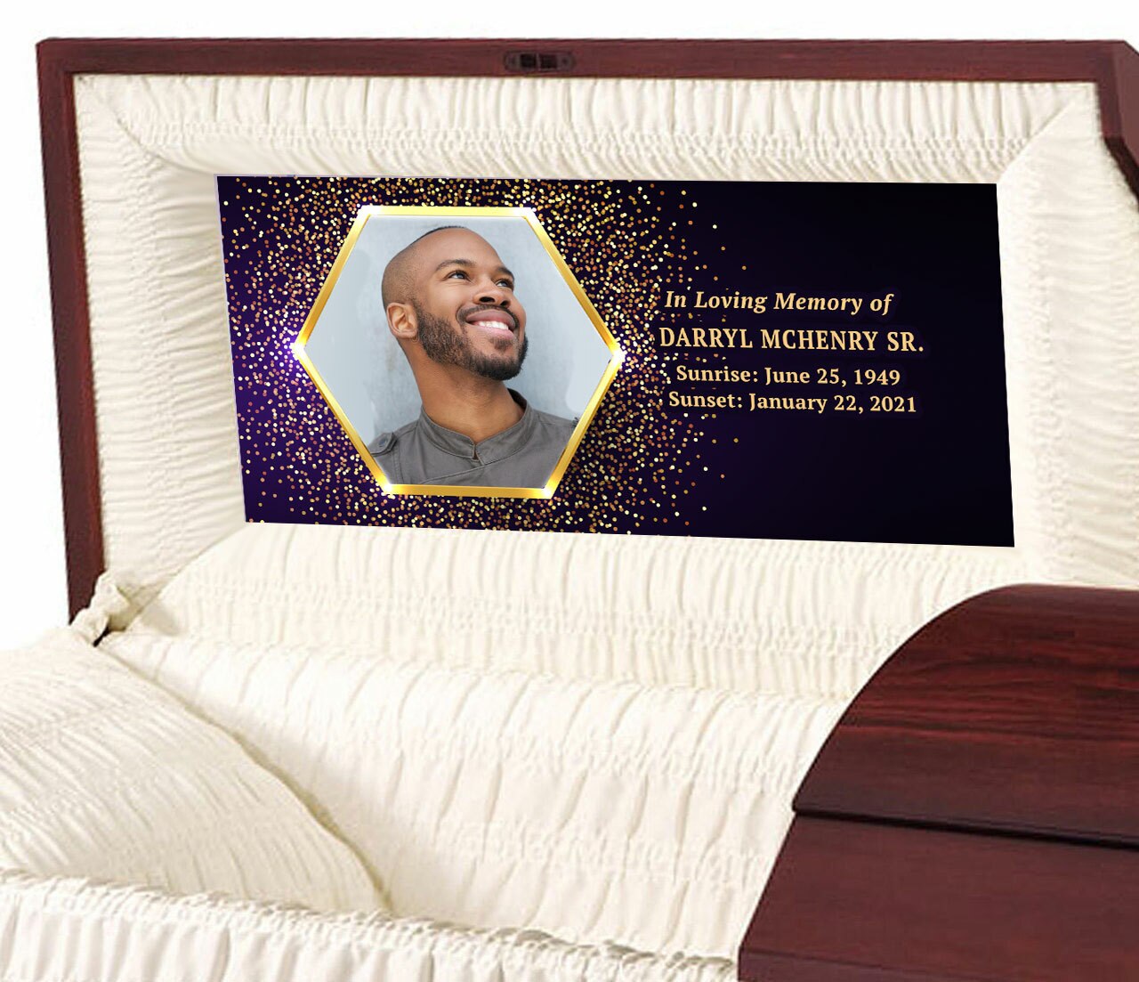 Custom Casket Panel Insert - Royal Glory Design.