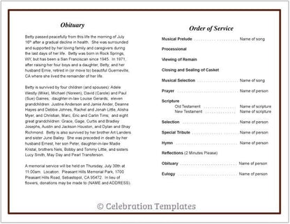 Cherish Funeral Program Template.