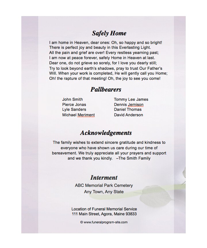 Beloved 8-Sided Graduated Funeral Program Template.