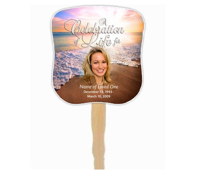Radiance Cardstock Memorial Fan With Wooden Handle (Pack of 10).