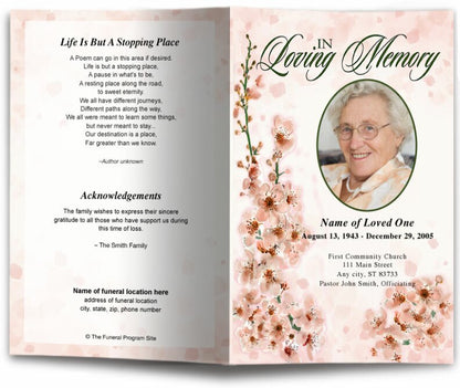 Spring Funeral Program Template.