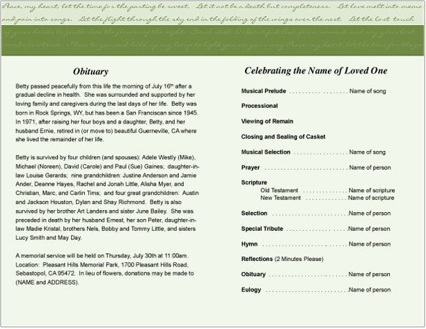 Winsome Funeral Program Template.