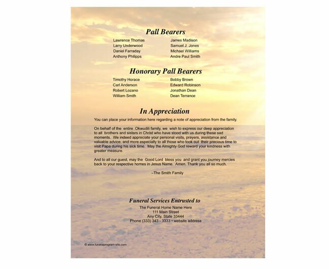 Shine Small Memorial Card Template.