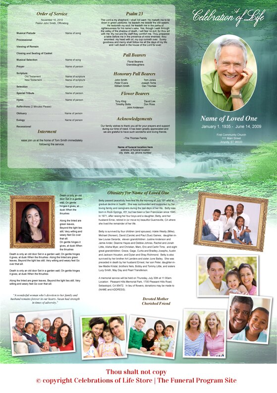 Cascade Trifold Funeral Brochure Template.
