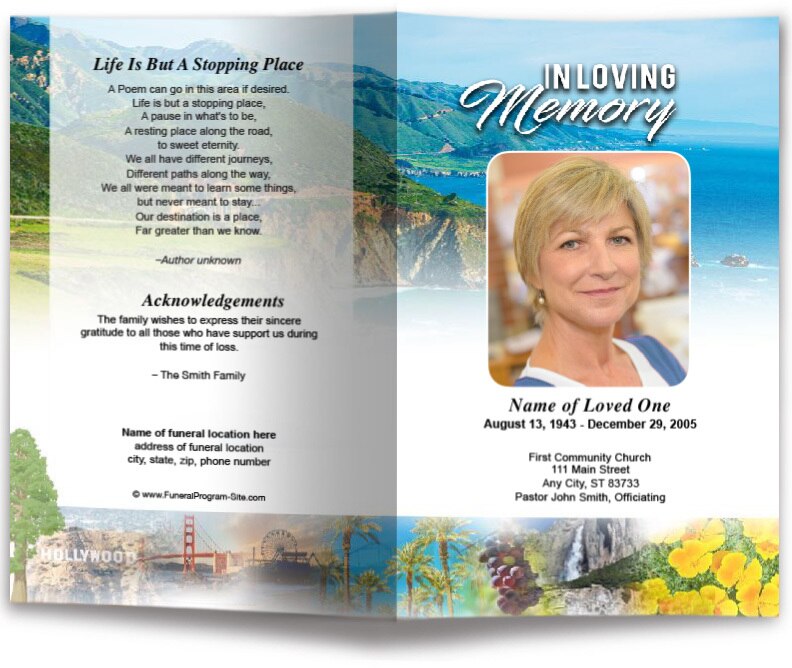 California Funeral Program Template.