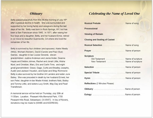 Harmony Funeral Program Template.