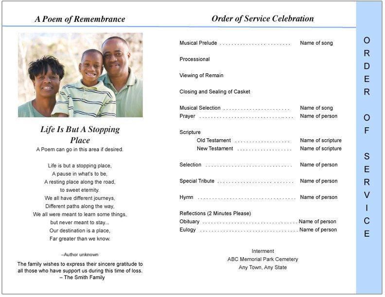 Gates 8-Sided Graduated Funeral Program Template (Letter Size).