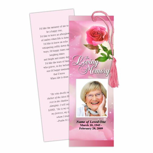 Petals Memorial Bookmark Template.