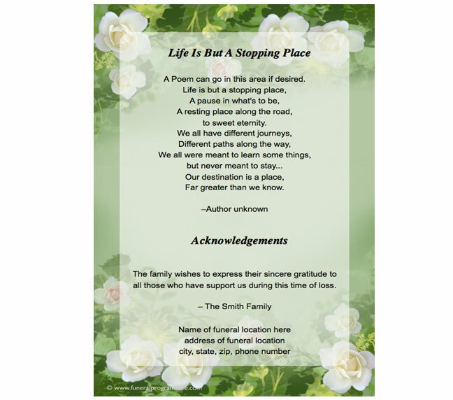Garden 8-Sided Graduated Funeral Program Template.