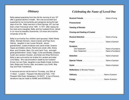 Tennis Funeral Program Template.