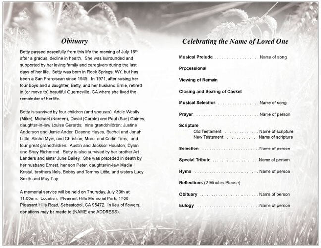 Heartland Funeral Program Template.