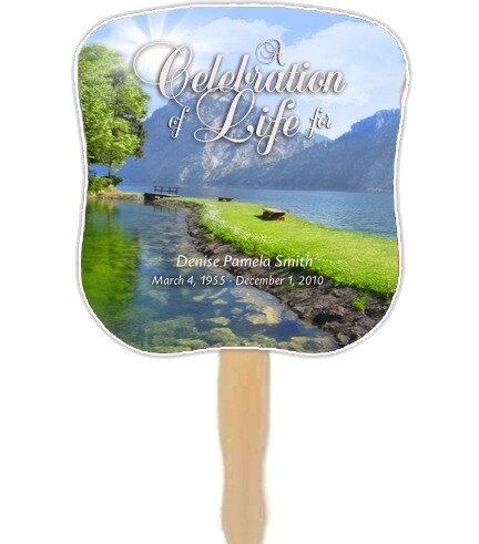 Reflection Cardstock Memorial Fan With Wooden Handle (Pack of 10).