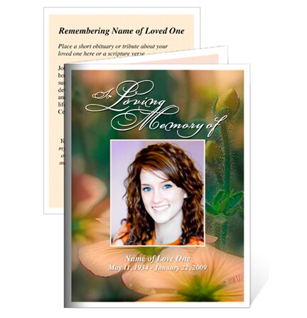Floral Small Memorial Card Template.