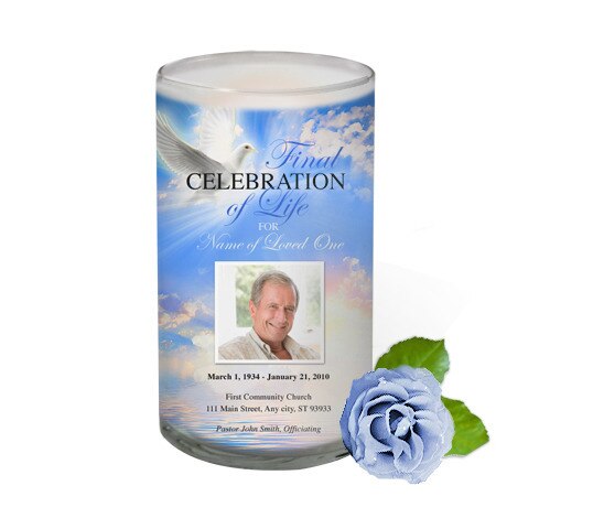 Peace Personalized Glass Memorial Candle.
