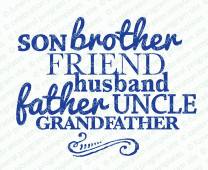 Son Brother Word Art Title.