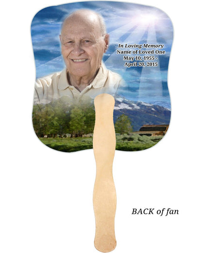 Outdoor Cardstock Memorial Fan With Wooden Handle (Pack of 10).