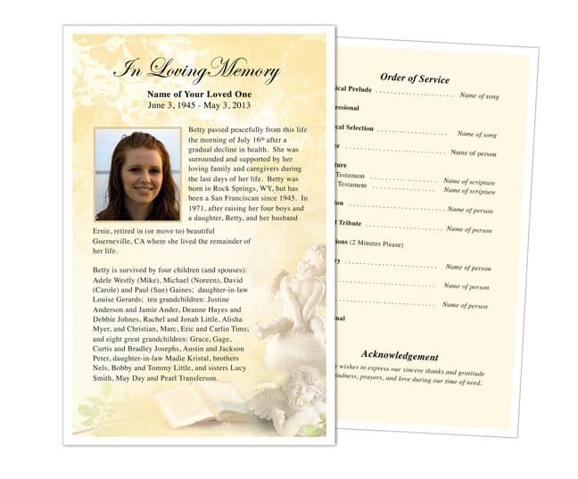 Cherub Funeral Flyer Template.