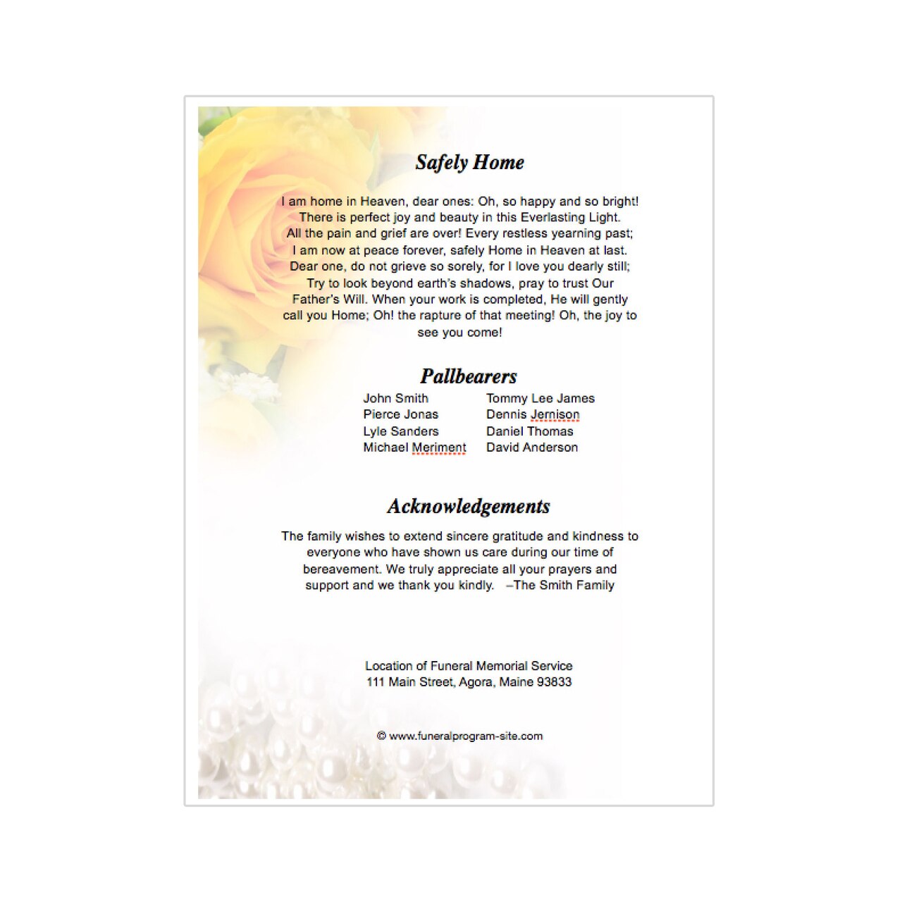 Joyful Small Memorial Card Template.