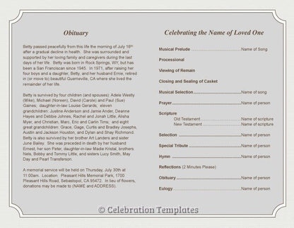 Celebrity Funeral Program Template.