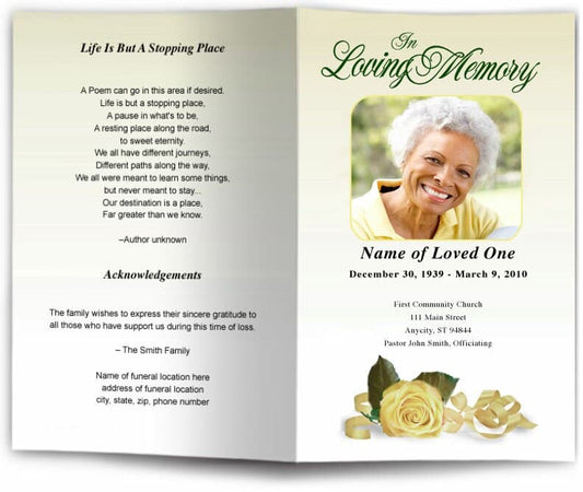 Memory Funeral Program Template.