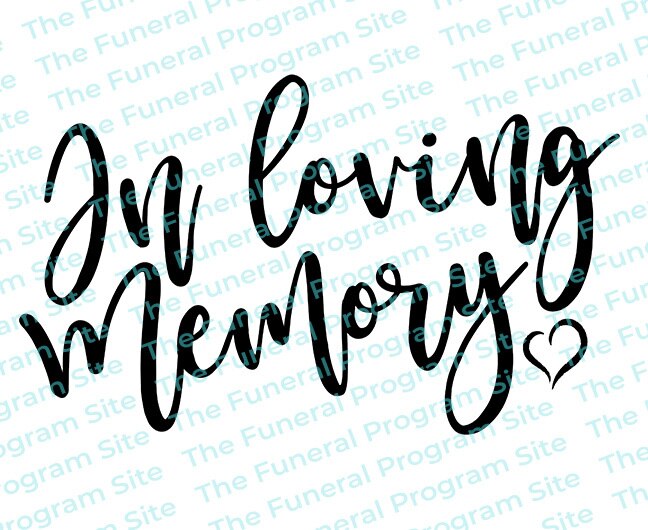 In Loving Memory Heart Funeral Program Title.