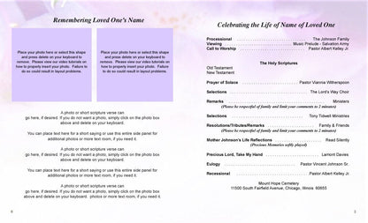 Lavender Funeral Booklet Template.