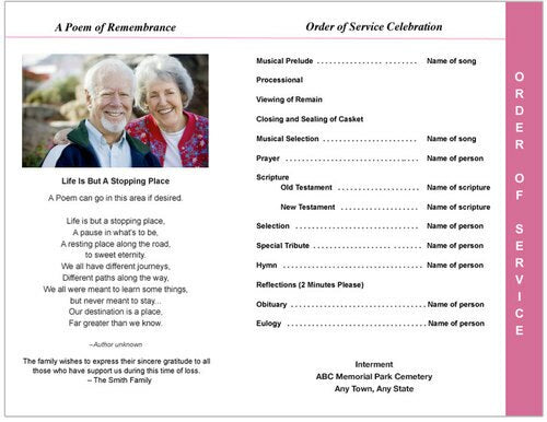 Petals 8-Sided Funeral Graduated Program Template.