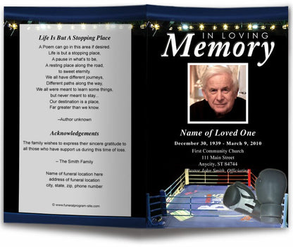 Boxing Funeral Program Template.