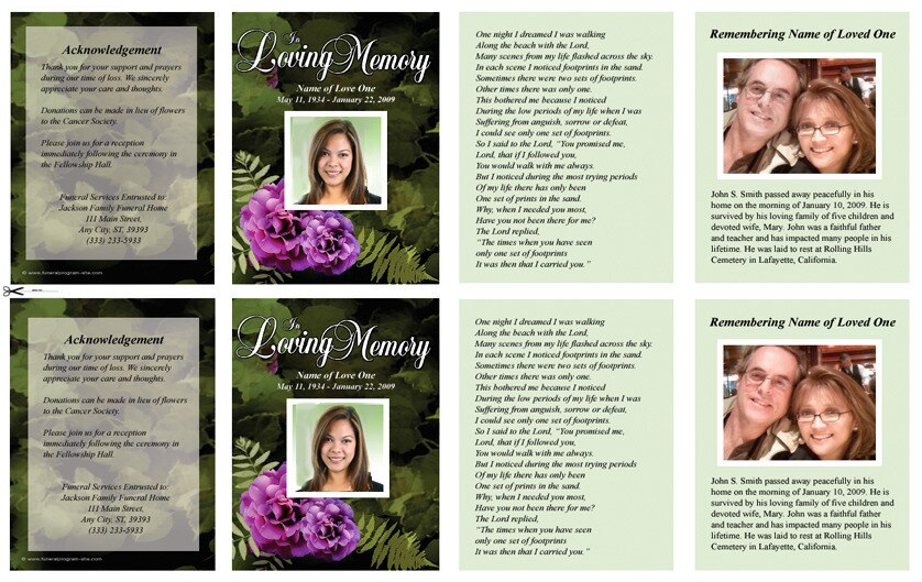 Essence Small Memorial Card Template.