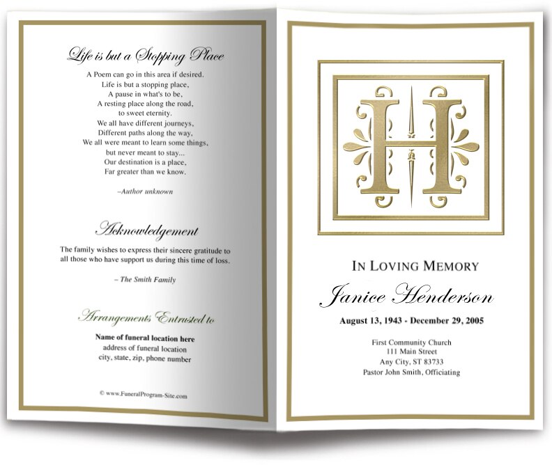 Monogram Gold H Program Template.