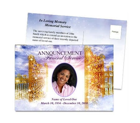Pathway Funeral Announcement Postcard Template.