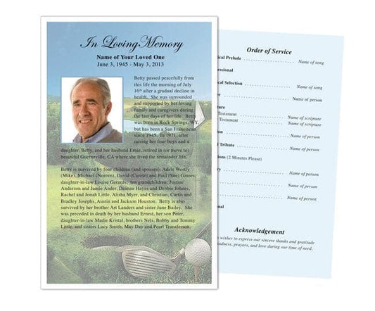 Golfer Funeral Flyer Template.