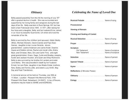 Racing Funeral Program Template.
