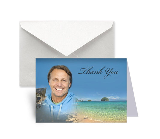 Tropical Funeral Thank You Card Design & Print (Pack of 50).