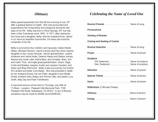 24K Funeral Program Template.