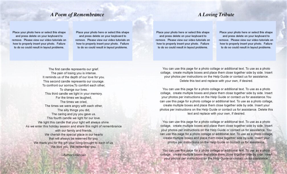 Seasons Funeral Booklet Template.