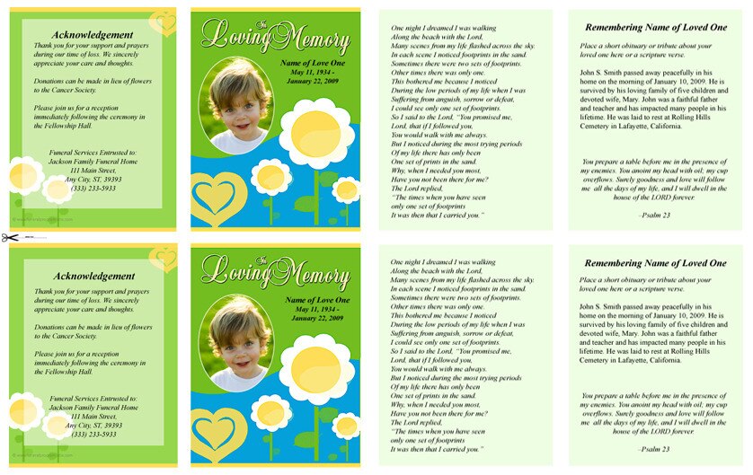 Playful Small Memorial Card Template.