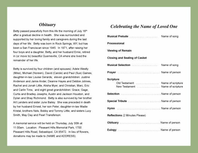 Bridge Funeral Program Template.