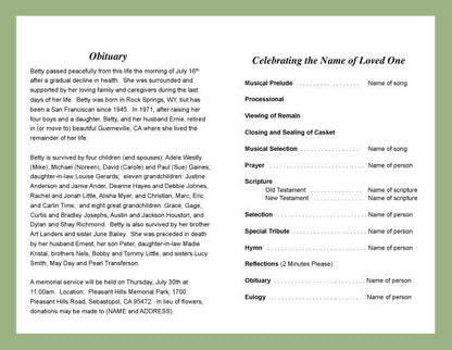 Bridge Funeral Program Template.