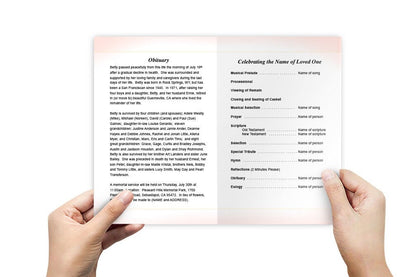 Uterine Cancer Peach Ribbon Funeral Program Template.