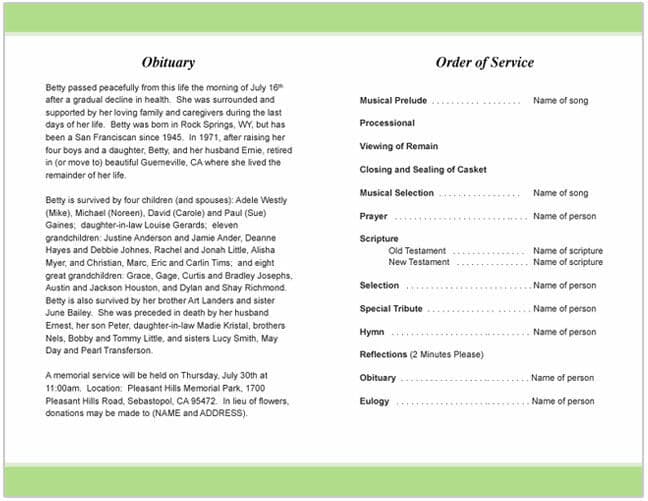 Praises Funeral Program Template.